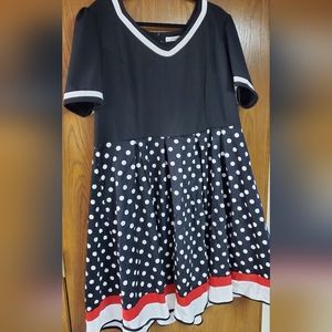 Fun Polka Dot Dress with Red Accent